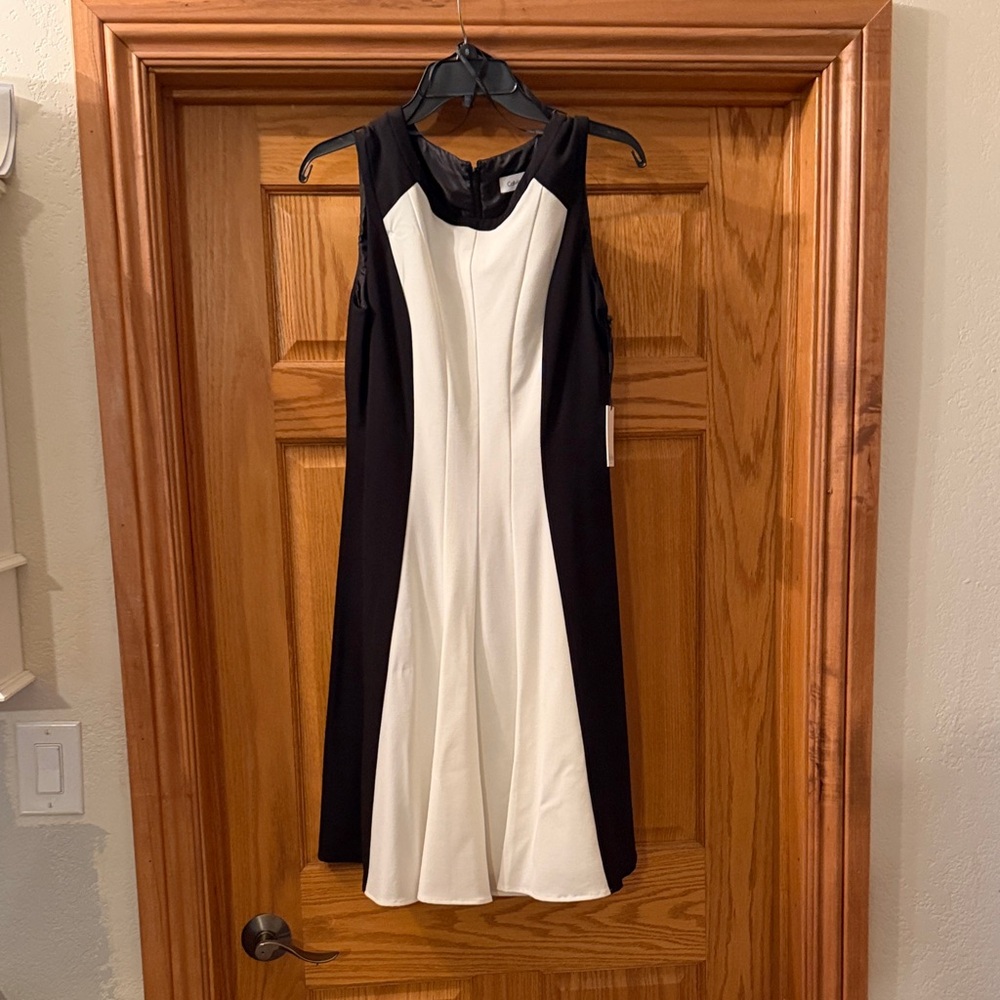 Calvin Klein Collection Black and White Midi Dress